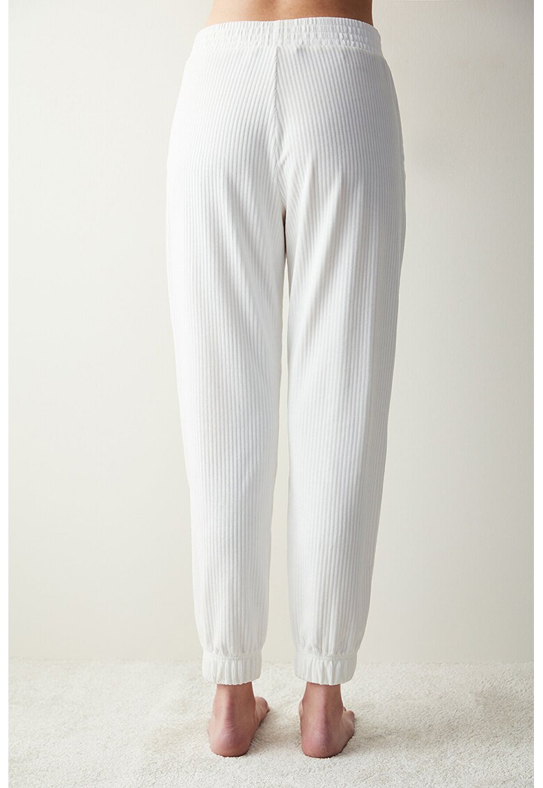 Pantaloni de pijama cu striatii si talie inalta
