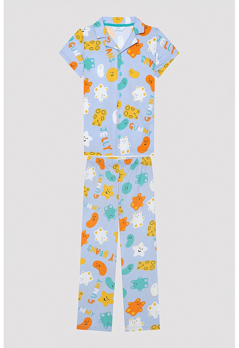 Pijama de bumbac cu imprimeu