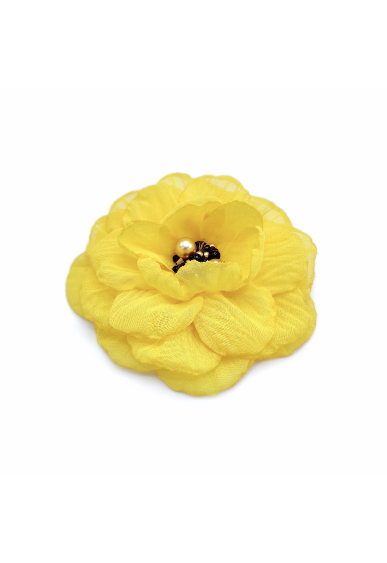Brosa eleganta floare - voal - 8.5 cm - Galben