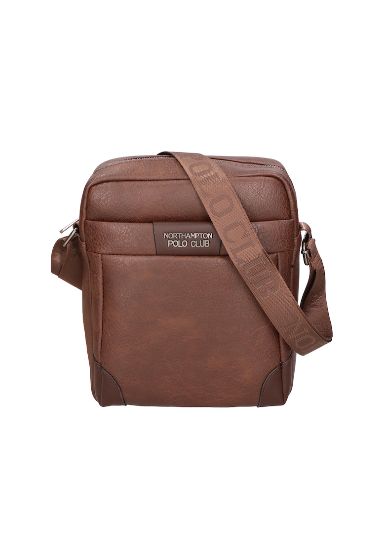 Geanta crossbody de piele ecologica cu fermoar - Maro