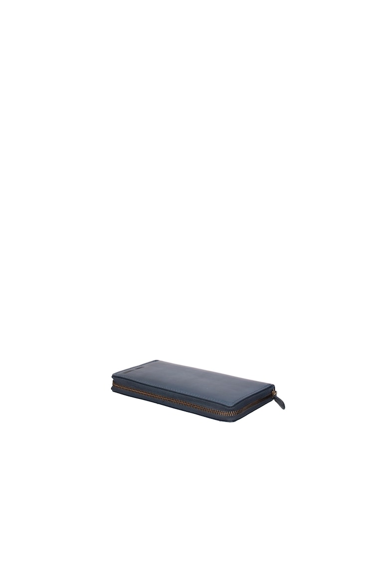Portofel de piele cu fermoar - Albastru