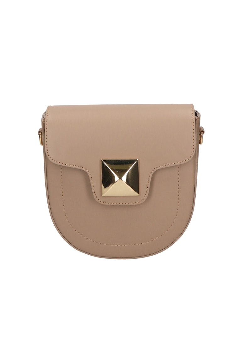 Geanta crossbody din piele cu bareta detasabila - Maro taupe
