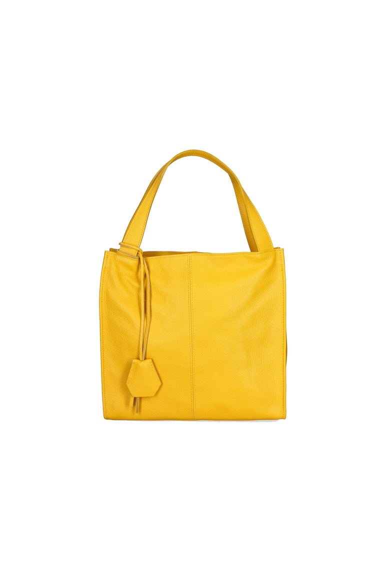 Geanta din piele cu bareta de umar si barete fixe - Galben
