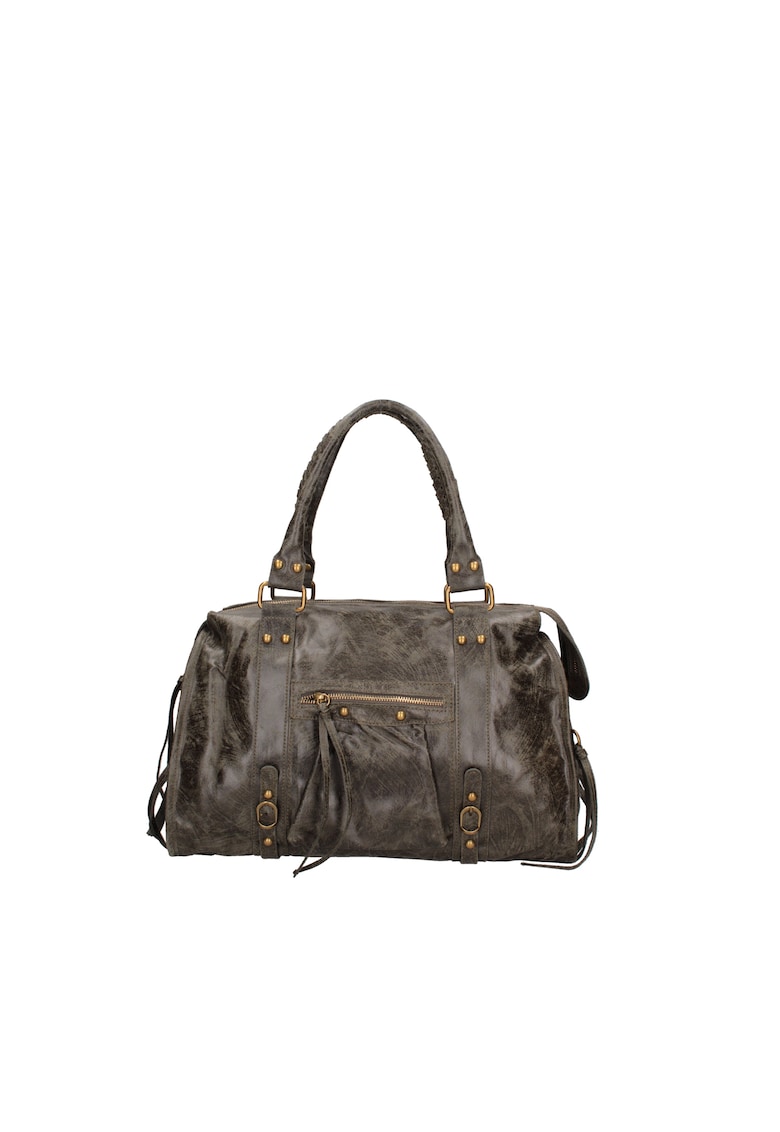 Geanta din piele cu manere in partea de sus Elara - Verde inchis