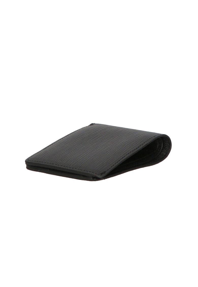 Portofel pliabil unisex piele - Negru - 9.5 x 12 x 2.5 cm
