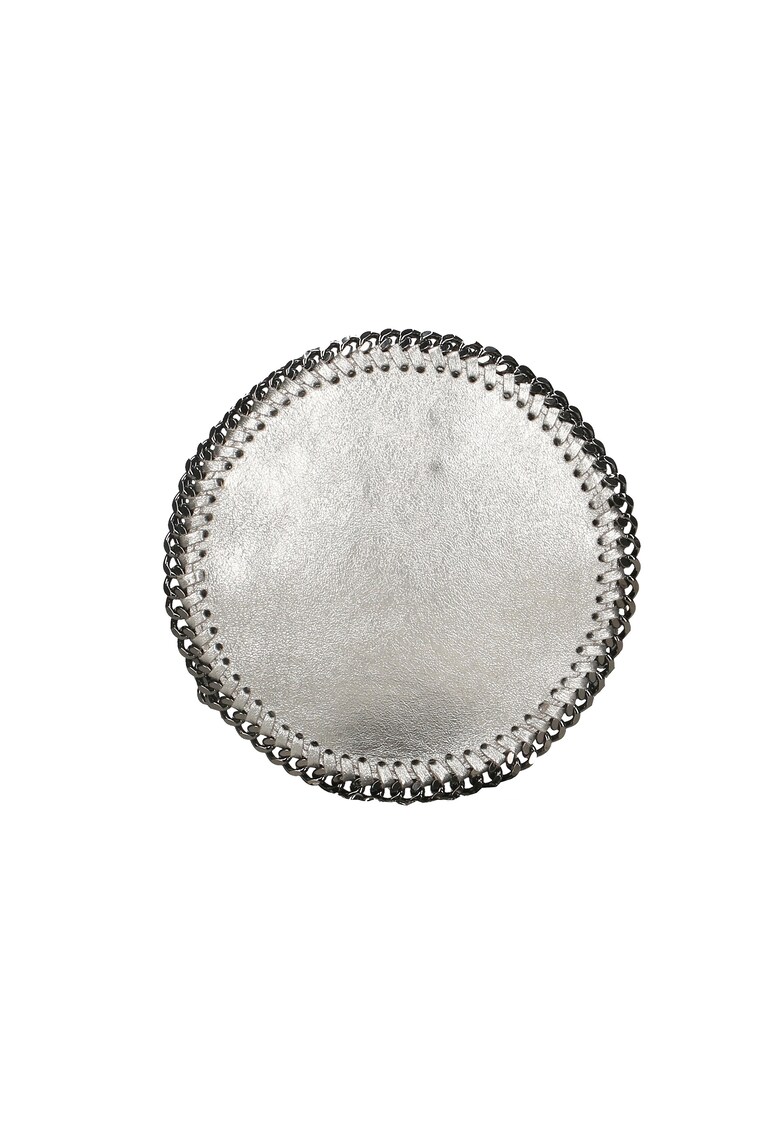 Geanta crossbody cu insertii lant - Argintiu