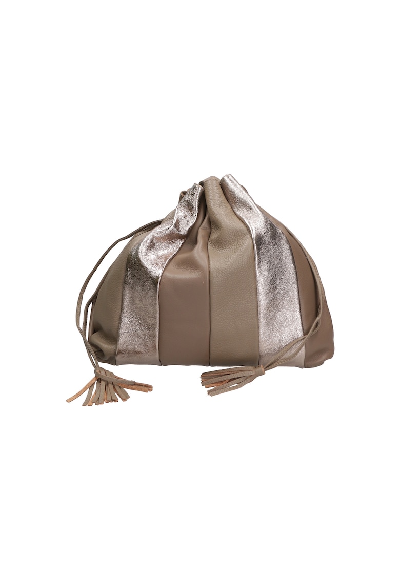 Geanta de piele texturata 25689 - Maro taupe