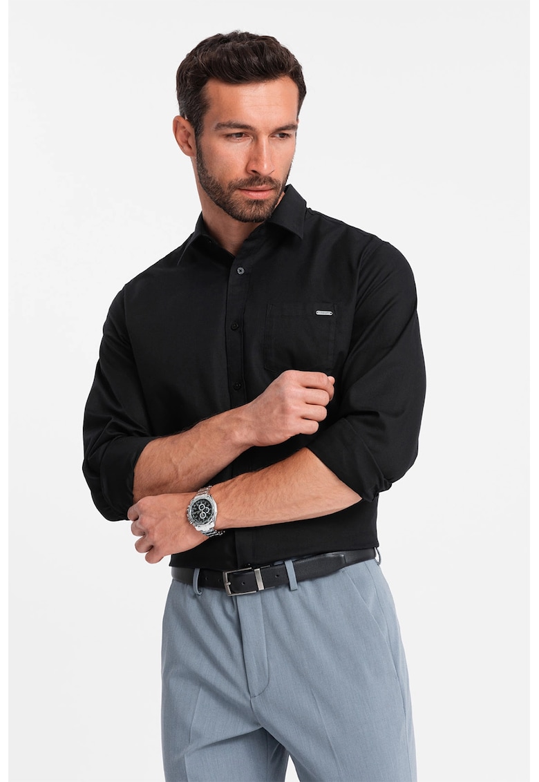 Camasa regular fit cu buzunar aplicat pe piept