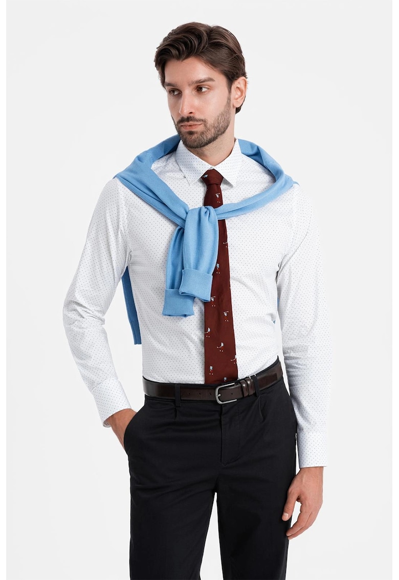 Camasa regular fit cu model - Alb