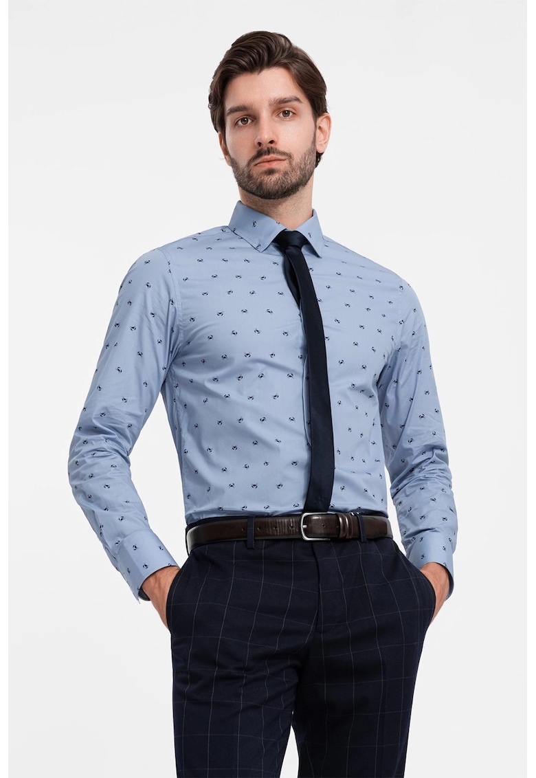 Camasa sim fit cu imprimeu - Albastru pastel