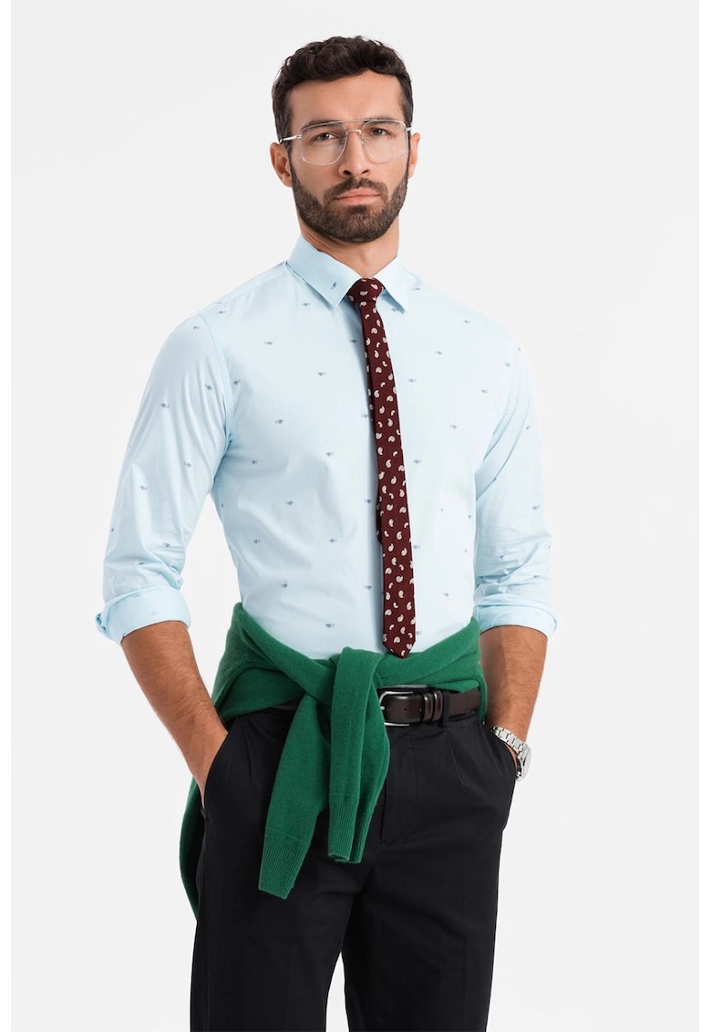 Camasa sim fit cu imprimeu - Albastru