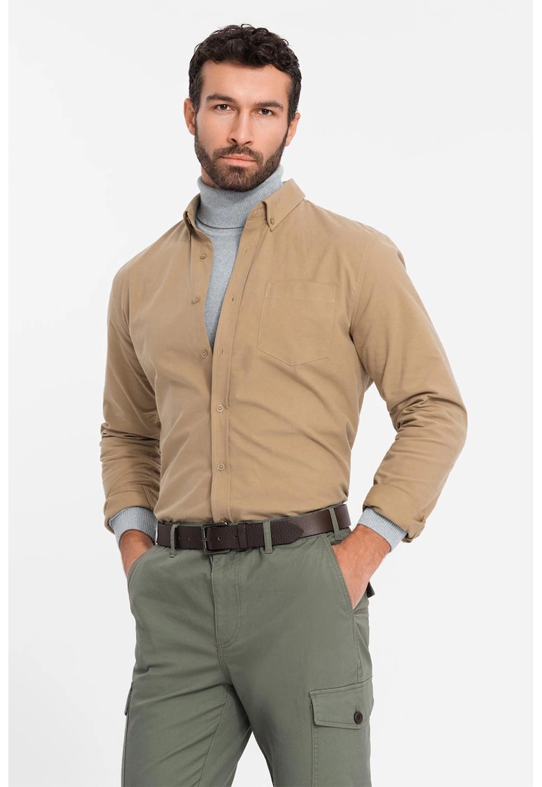 Camasa de bumbac cu guler fixat cu nasturi