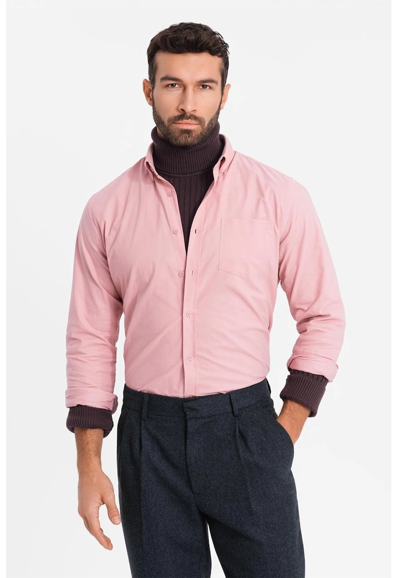 Camasa de bumbac cu guler fixat cu nasturi