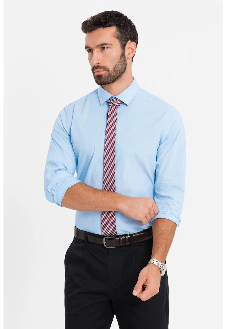 Camasa regular fit cu guler ascutit - Albastru pastel