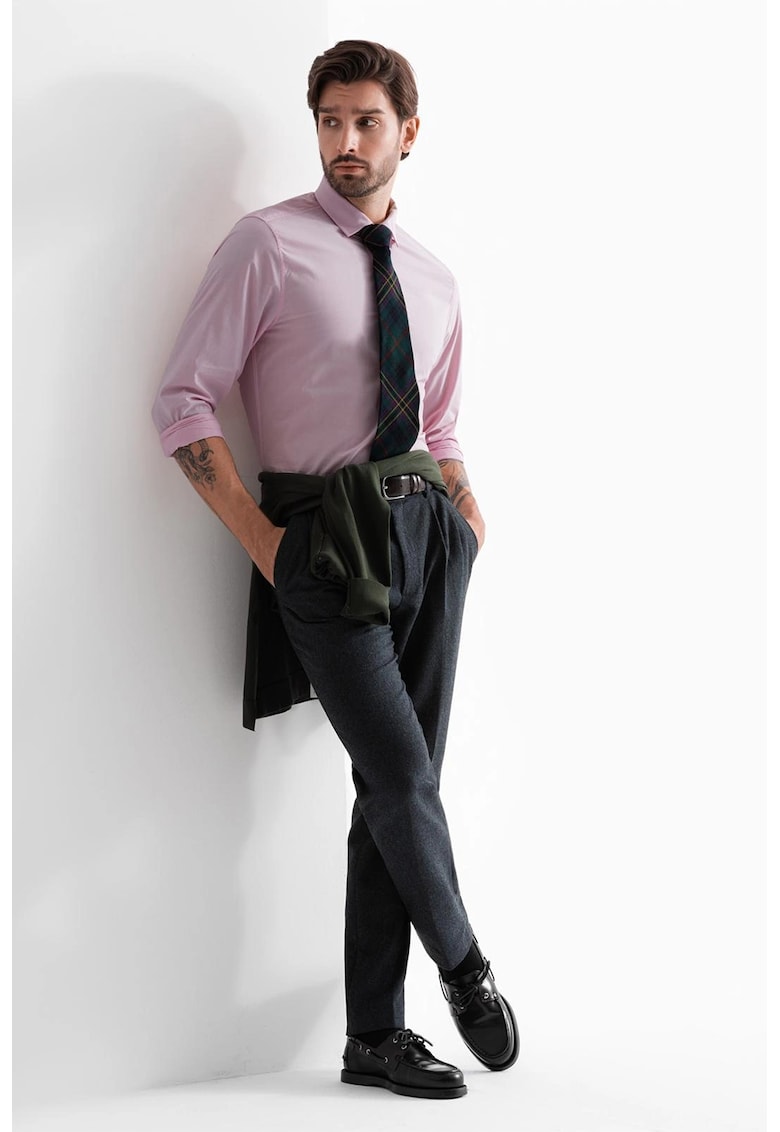Camasa regular fit cu guler ascutit - Roz pal