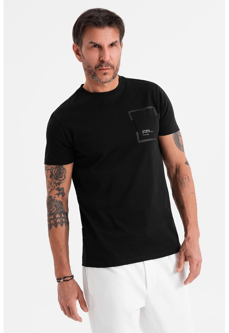 Tricou cu buzunar pe piept - Negru