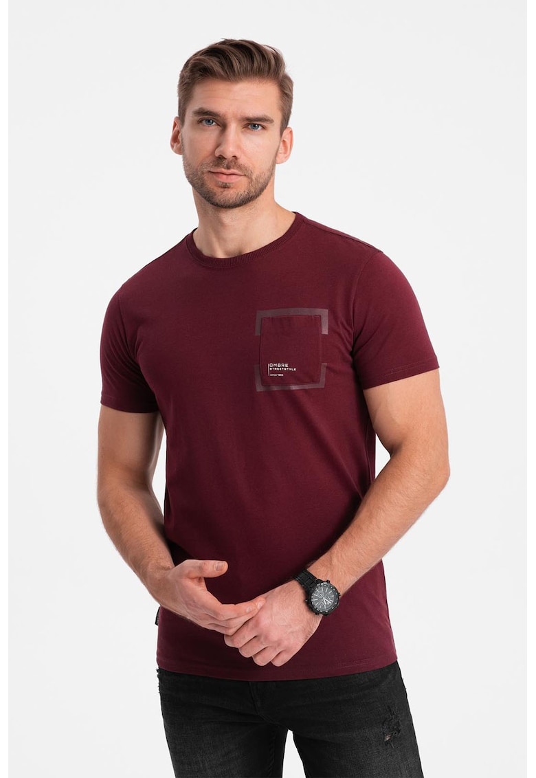 Tricou cu buzunar pe piept - Visiniu