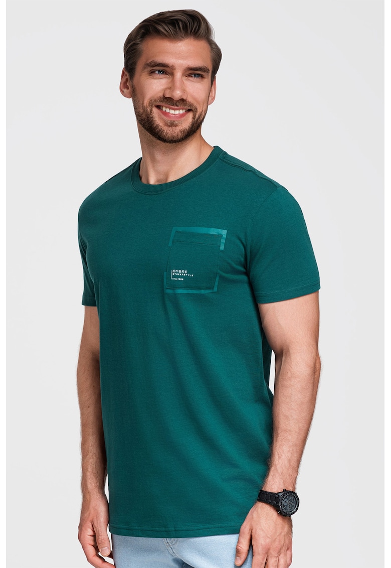 Tricou cu buzunar pe piept - Verde persan