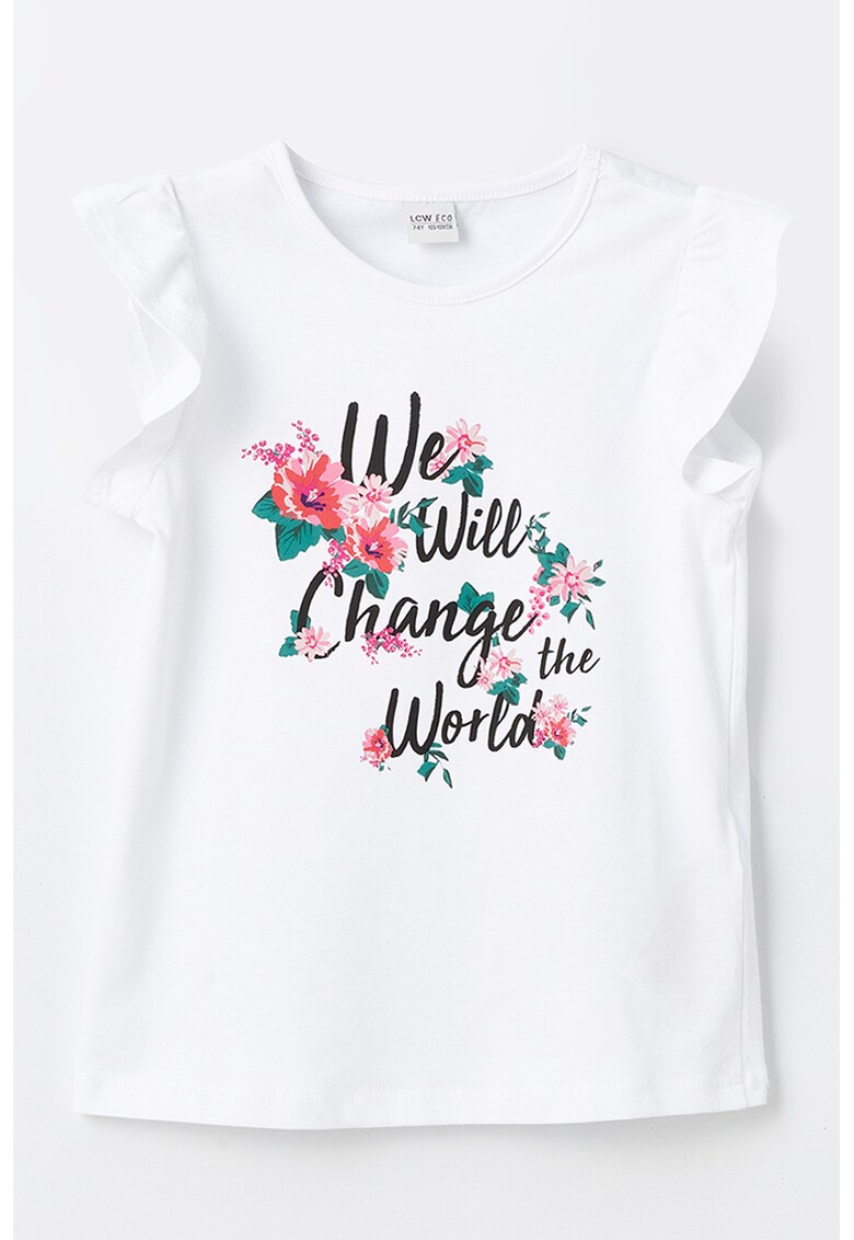 Tricou cu imprimeu text si floral