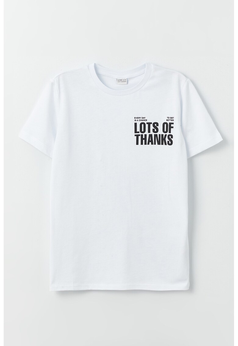 Tricou de bumbac cu decolteu la baza gatului