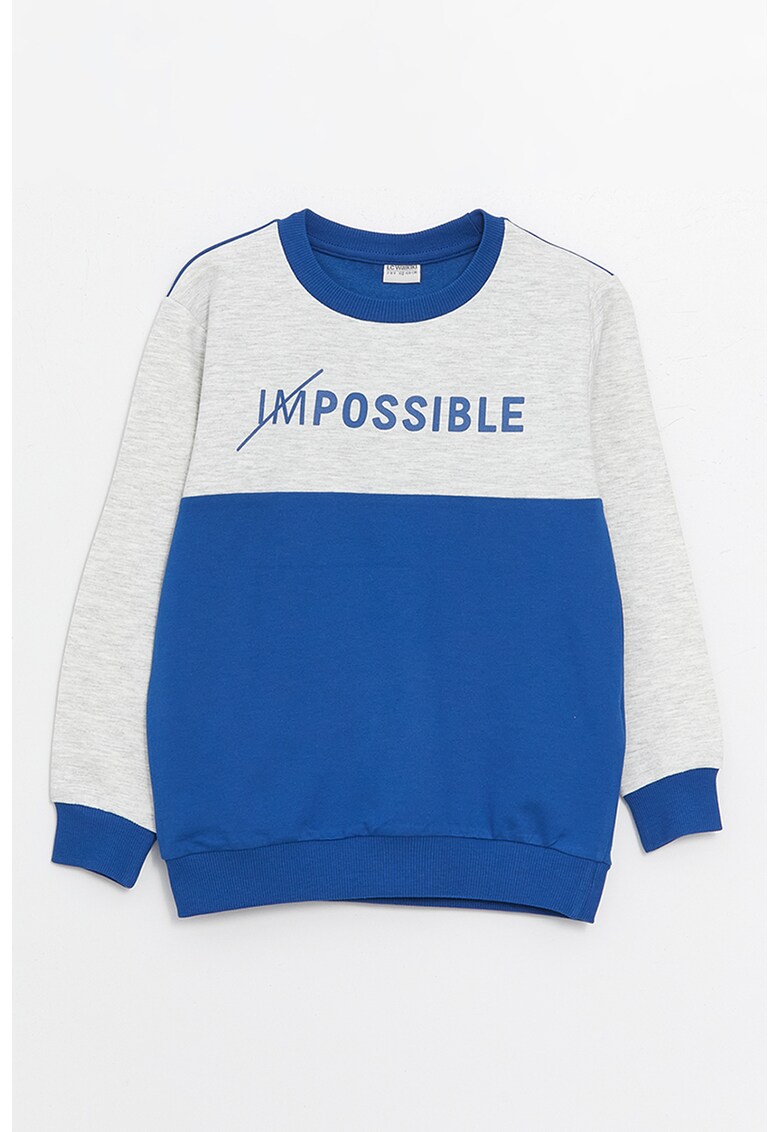 Bluza de trening cu model in doua tonuri si imprimeu text