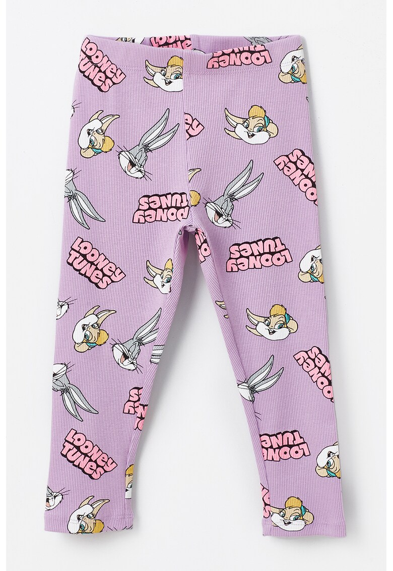 Set de bluza cu decolteu la baza gatului cu desene si colanti