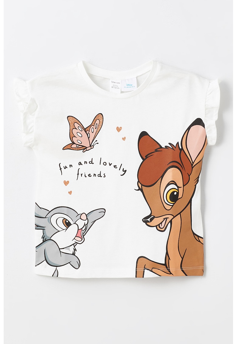 Tricou cu decolteu la baza gatului si imprimeu Bambi