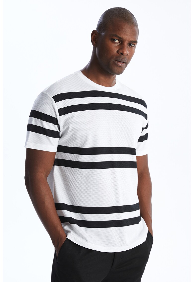 Tricou de bumbac cu imprimeu in dungi