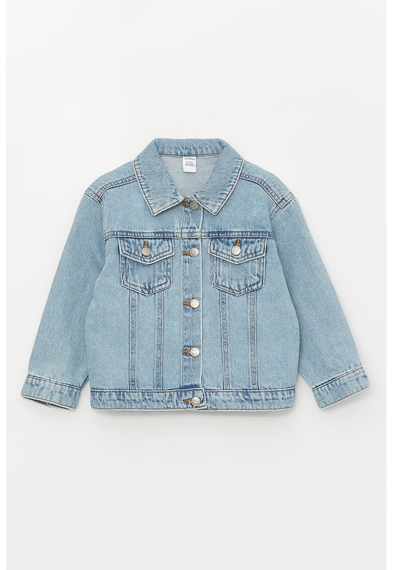 Jacheta de denim cu aspect decolorat