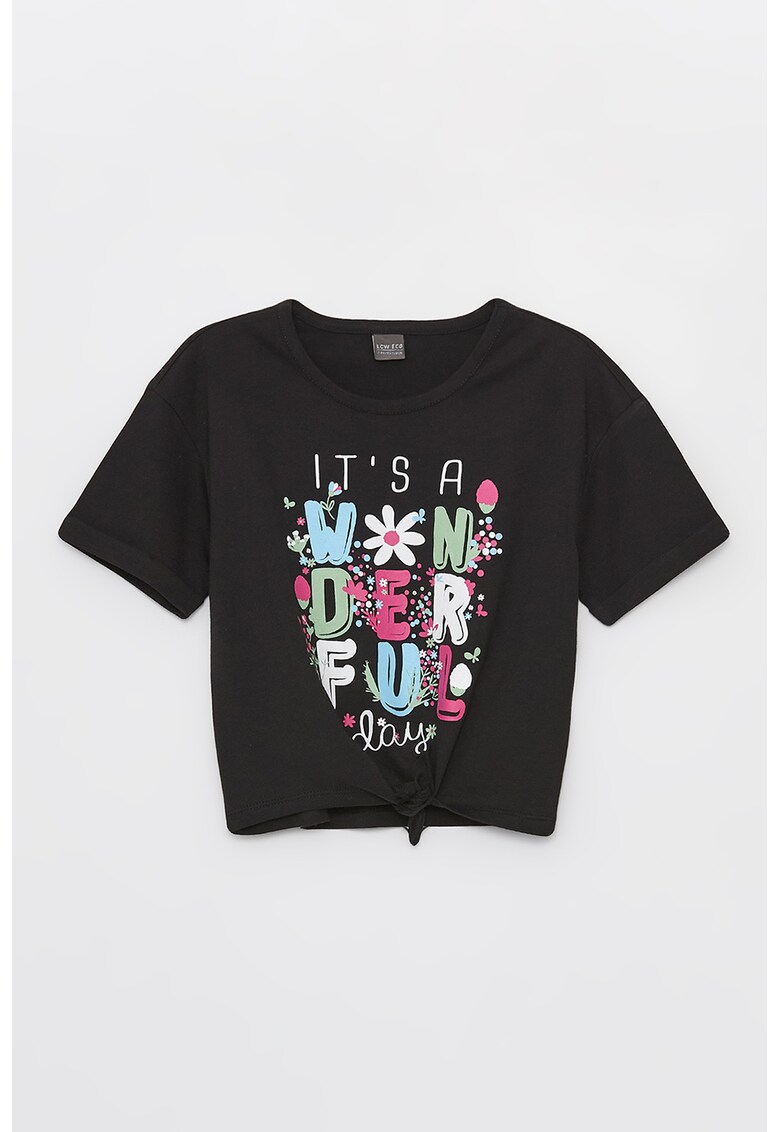 Tricou de bumbac cu detaliu innodat