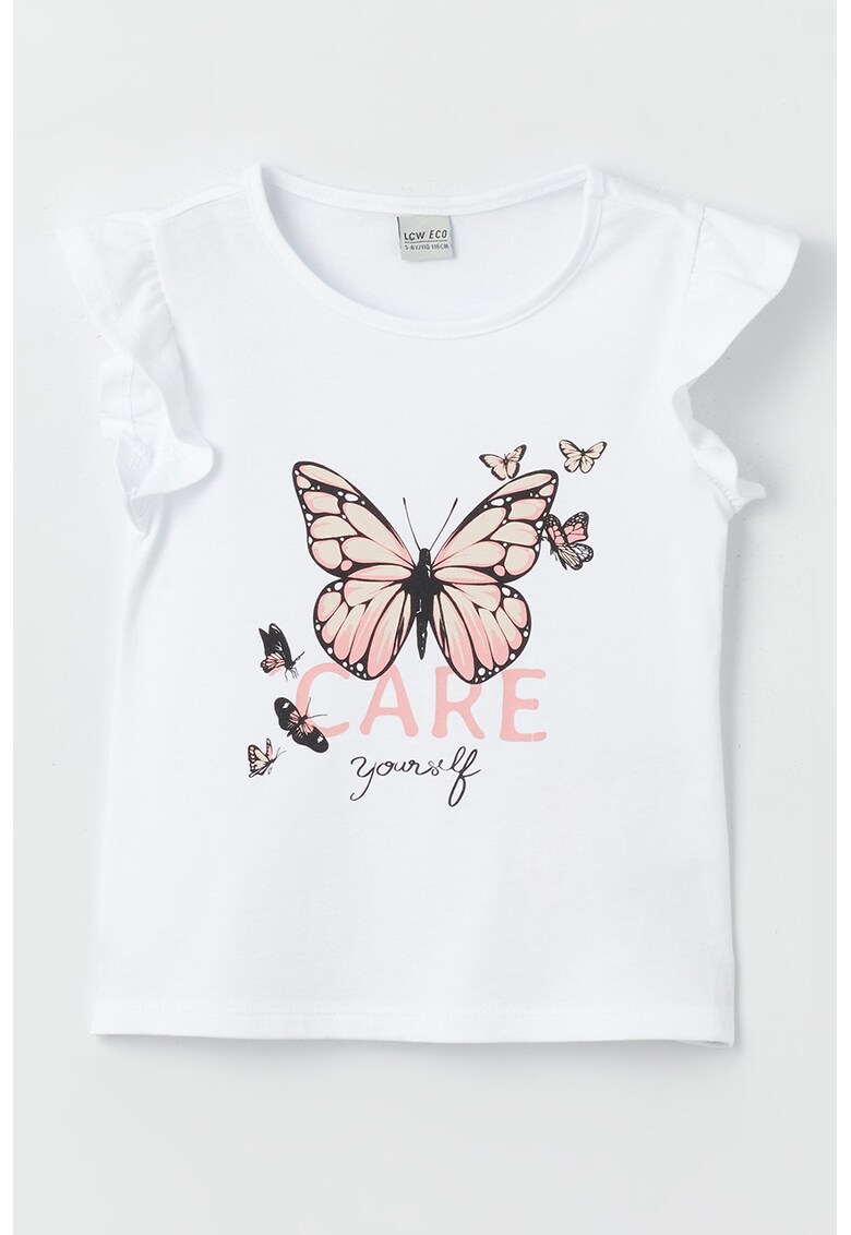 Tricou de bumbac cu maneci cu volane