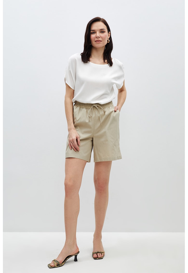 Pantaloni scurti de bumbac cu talie inalta