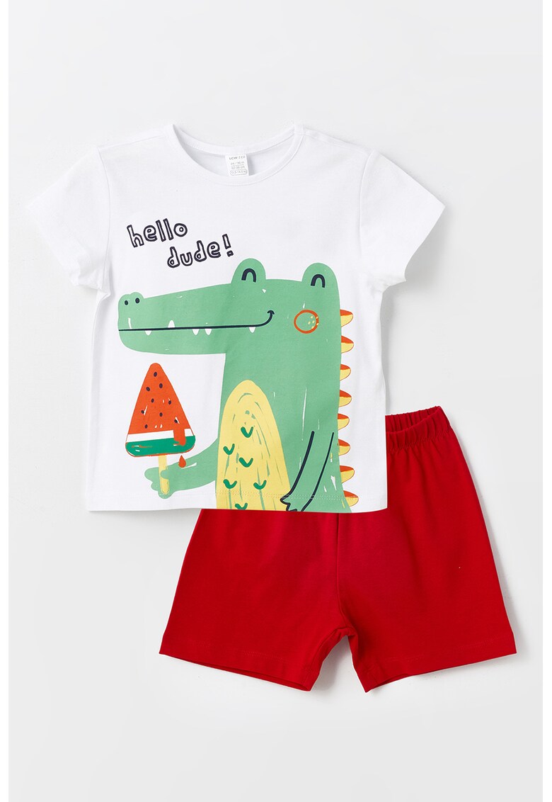 Set de tricou cu imprimeu si pantaloni scurti