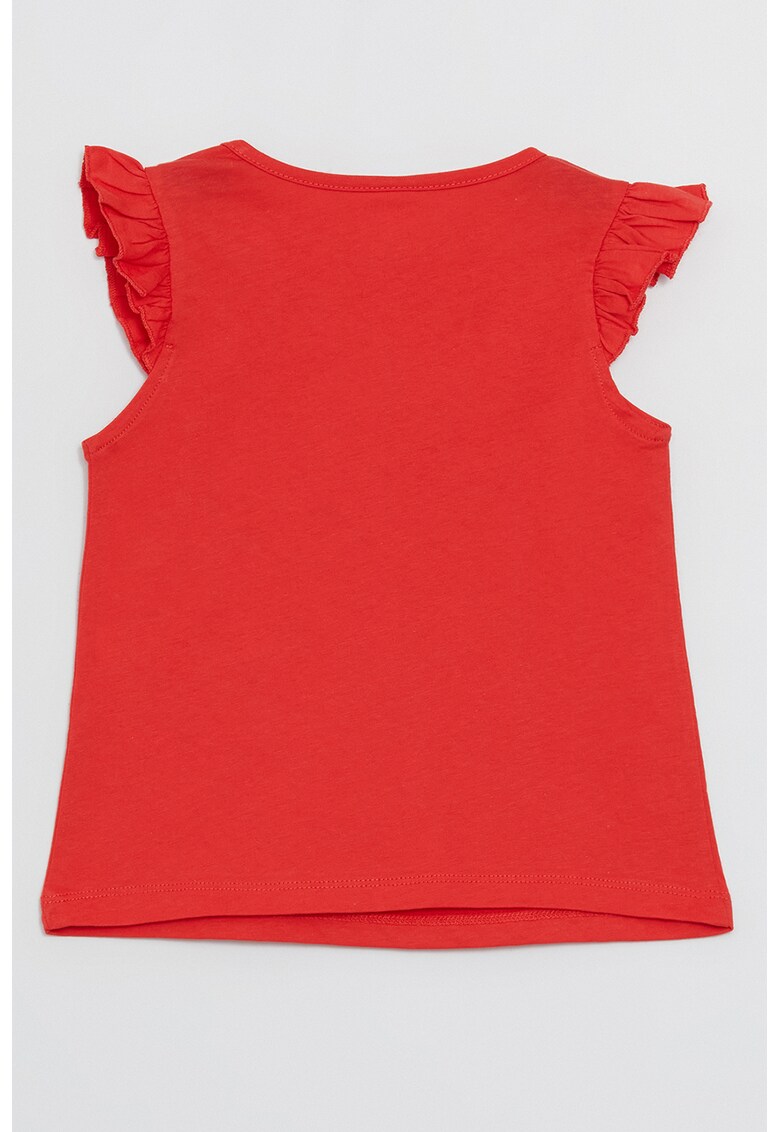Tricou cu imprimeu si volane