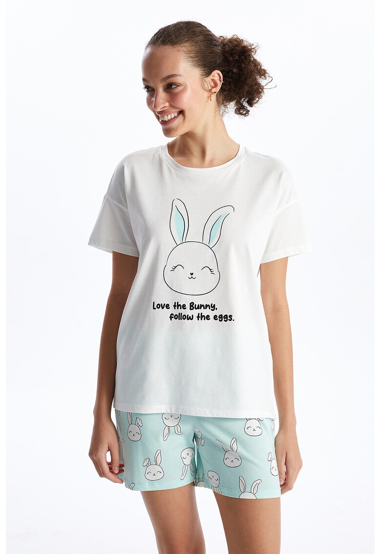 Pijama de bumbac cu iepuri