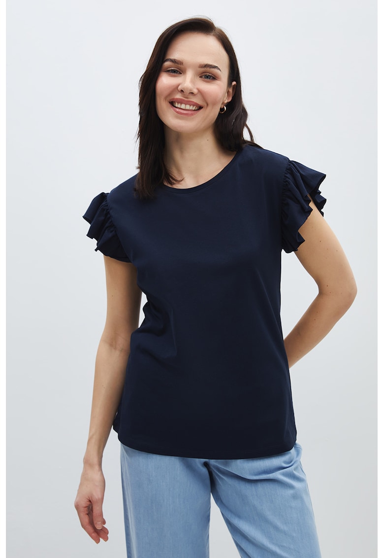Tricou cu decolteu rotund - Bleumarin