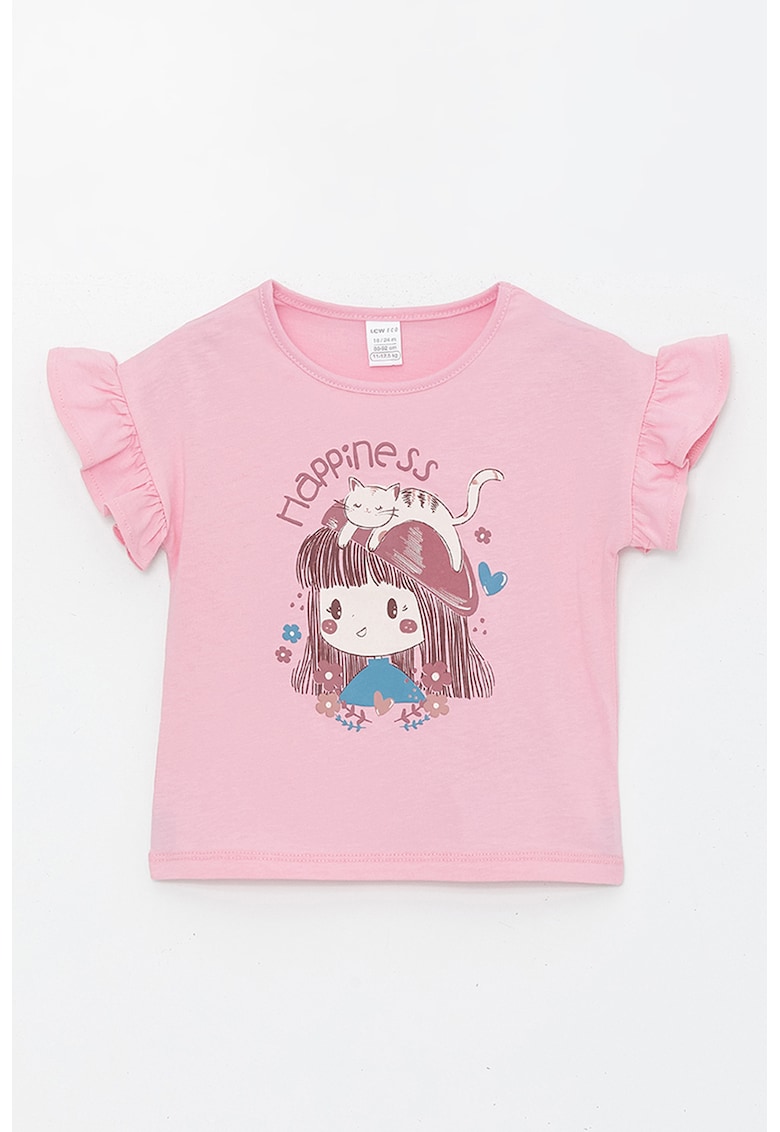 Tricou din bumbac cu maneci fluture
