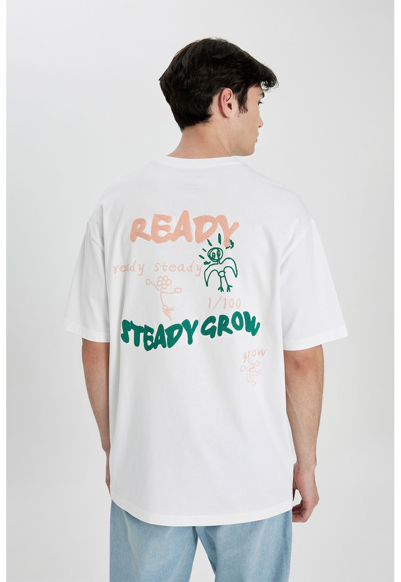 Tricou lejer cu imprimeu text pe spate