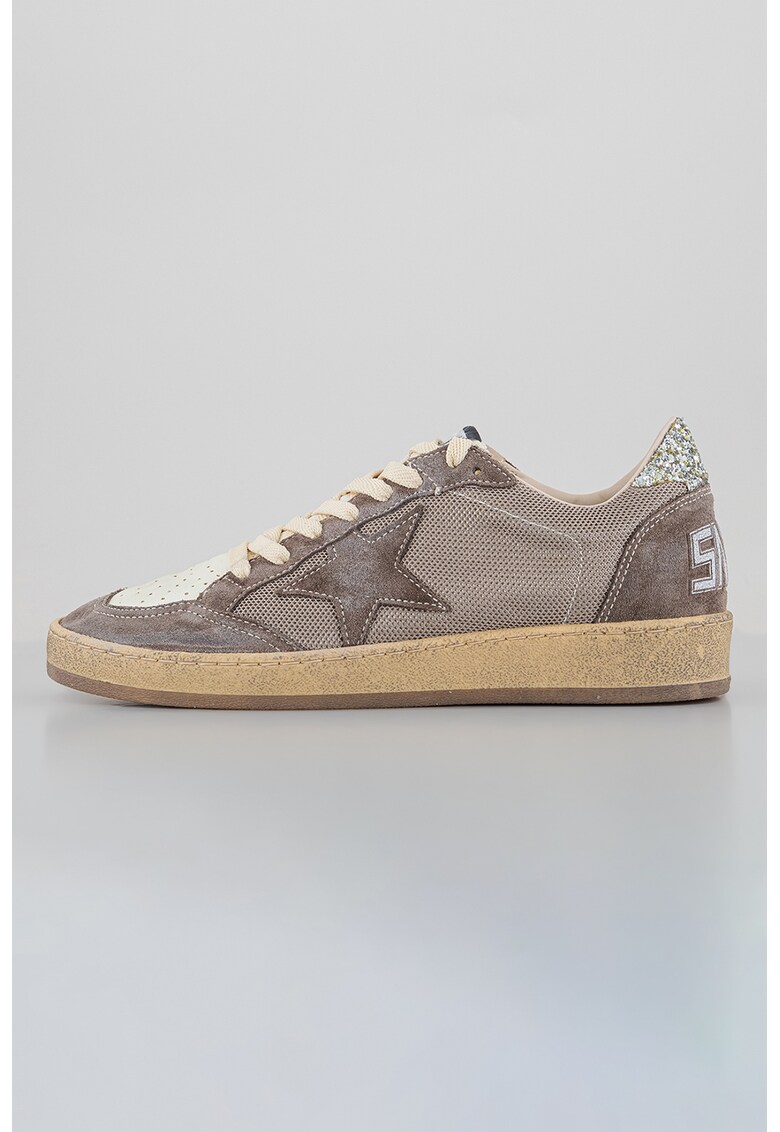 Pantofi sport cu insertii de piele intoarsa si piele