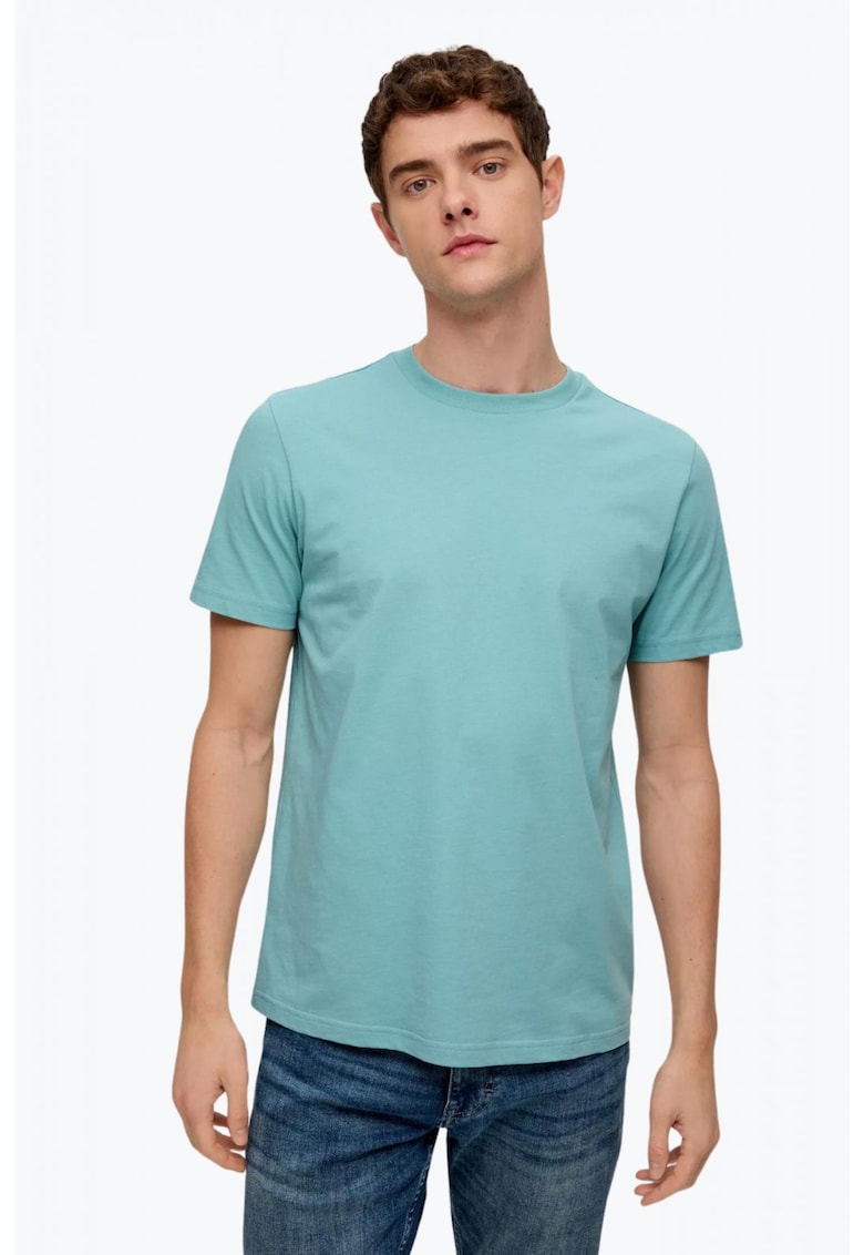 Tricou barbati cu decolteu la baza gatului si croiala Regular fit turcoaz