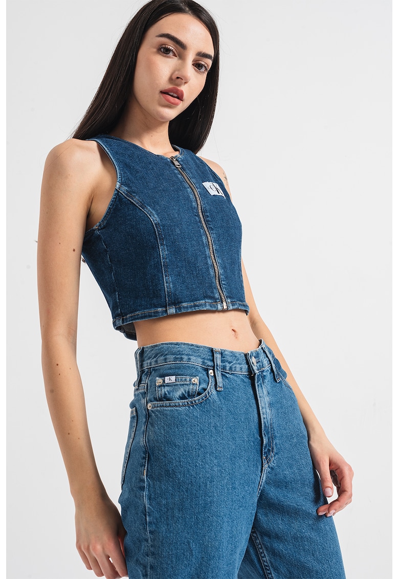 Bluza crop din denim