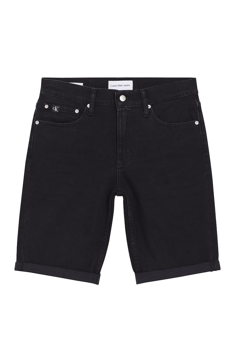 Bermude din denim cu terminatie rasucita - Negru
