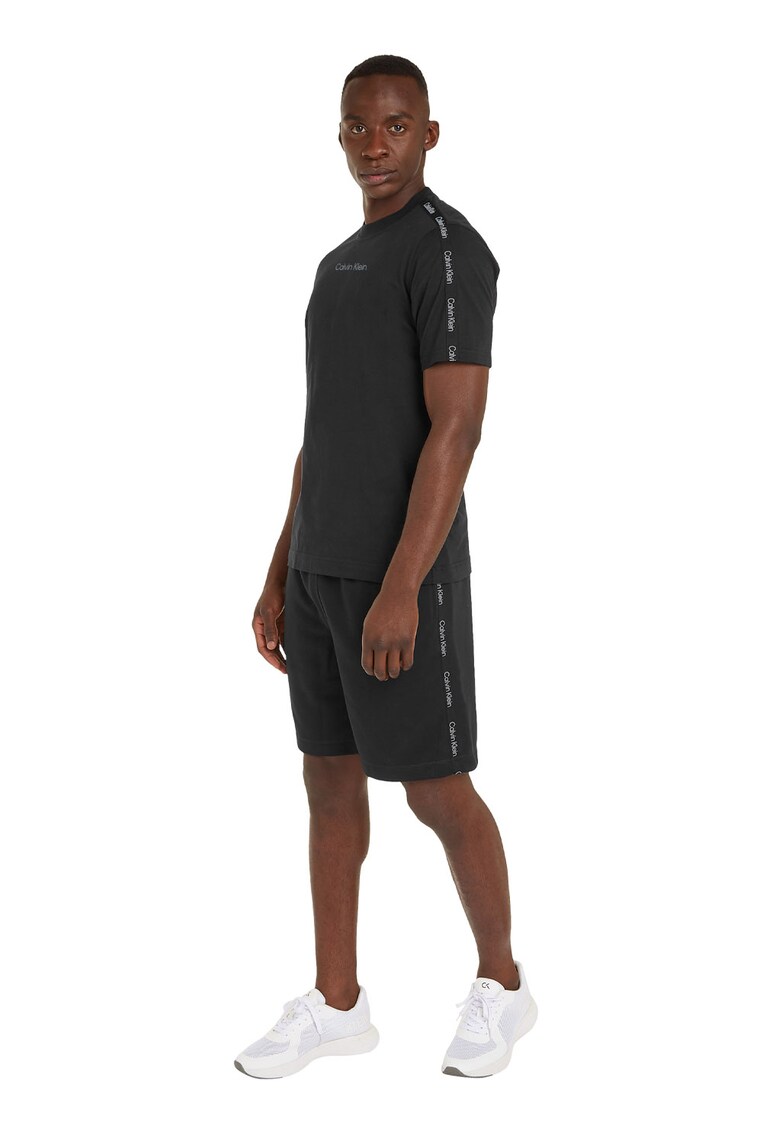 Tricou din bumbac cu benzi logo pentru fitness