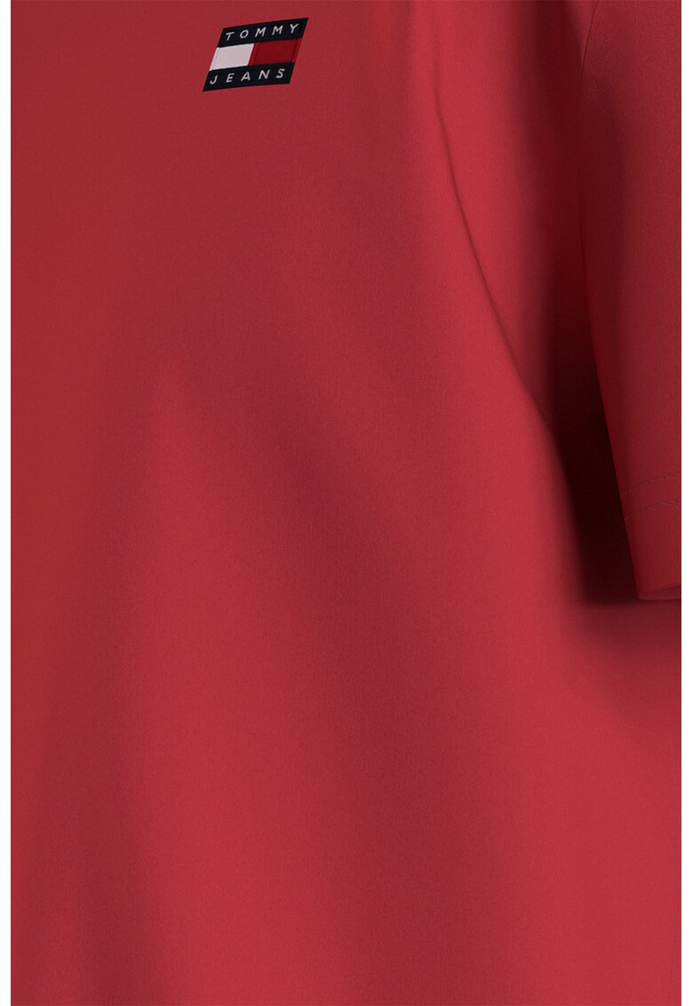 Tricou din bumbac cu decolteu la baza gatului si detaliu logo