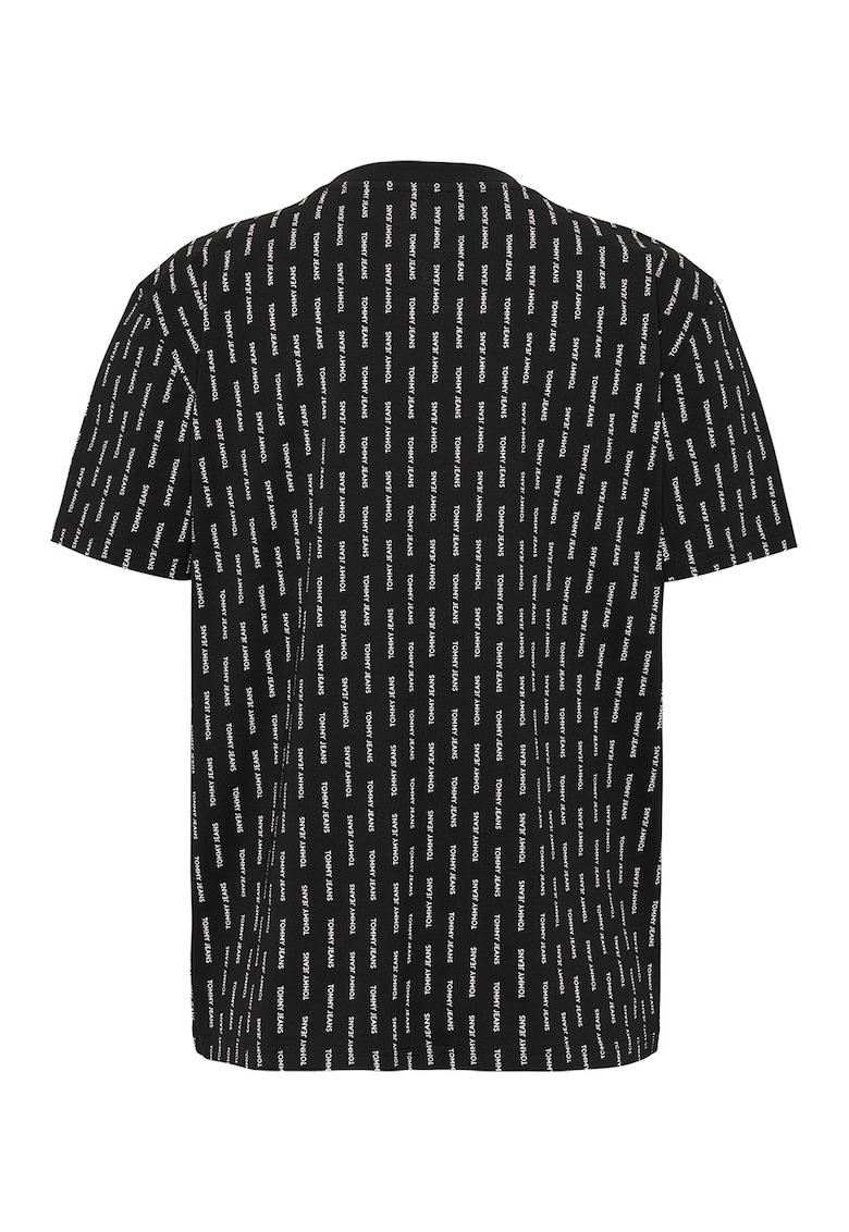 Tricou cu decolteu la baza gatului si model logo