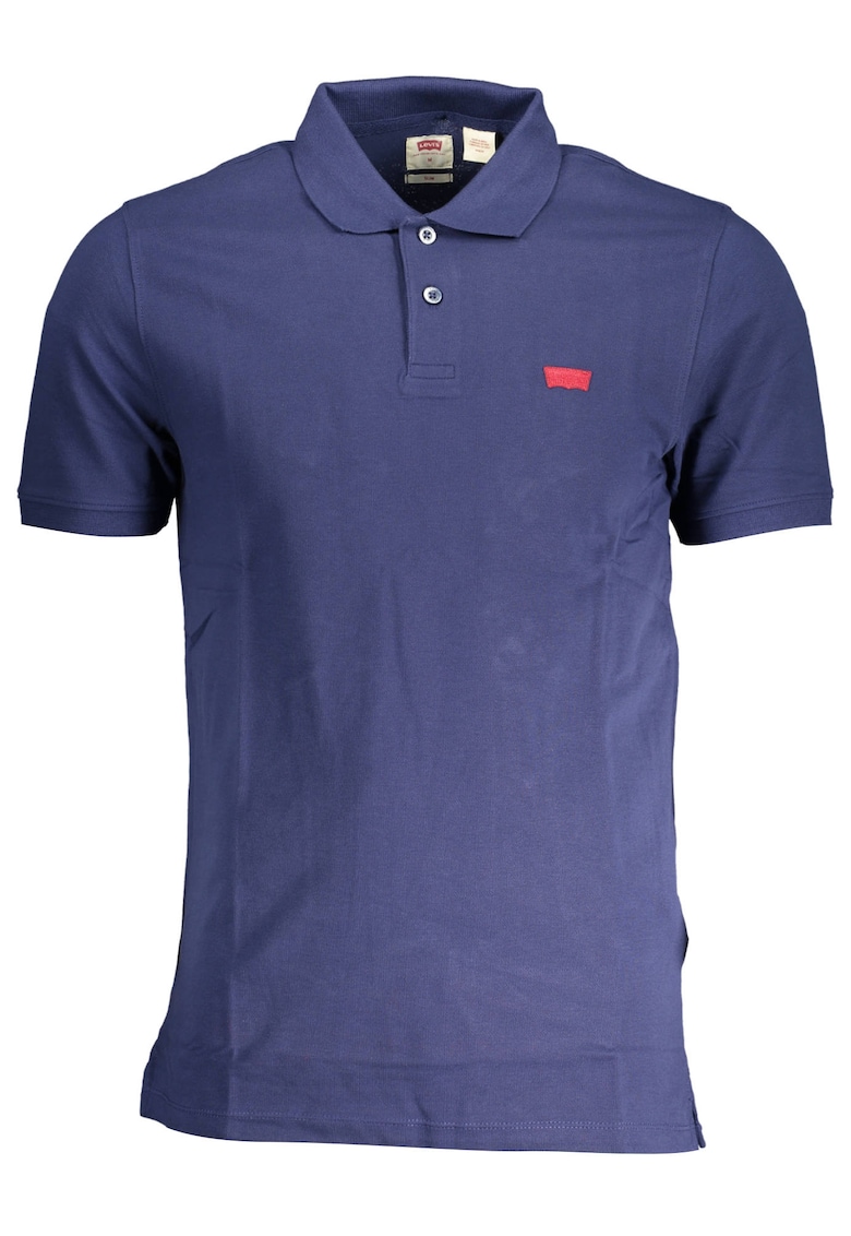 Tricou polo barbati logo si croiala Regular fit din bumbac bleumarin