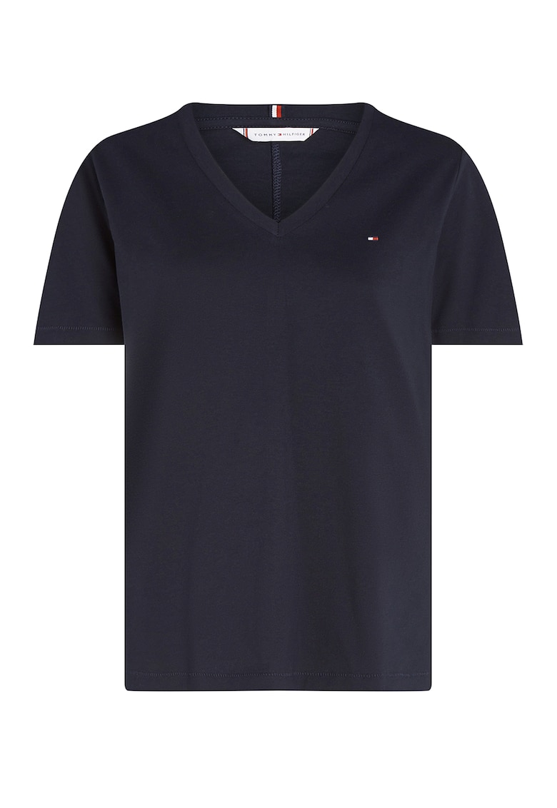 Tricou din bumbac cu decolteu in V