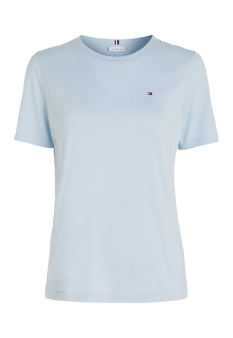 Tricou din bumbac cu decolteu la baza gatului
