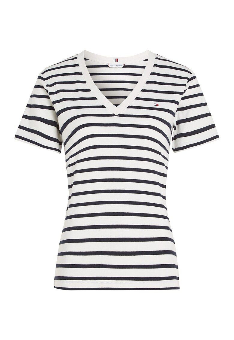 Tricou slim fit cu decolteu in V