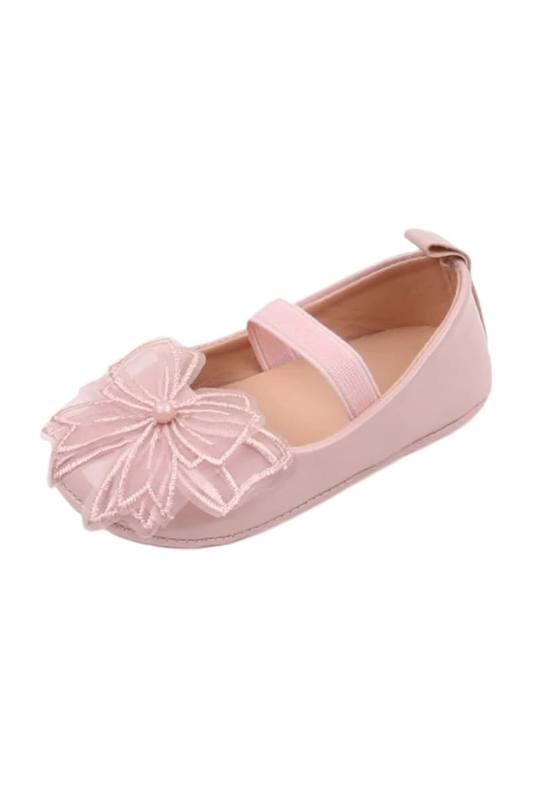 Pantofi Cu Fundita Dantelata - Elegant - Piele lacuita - Fete - Fara inchidere